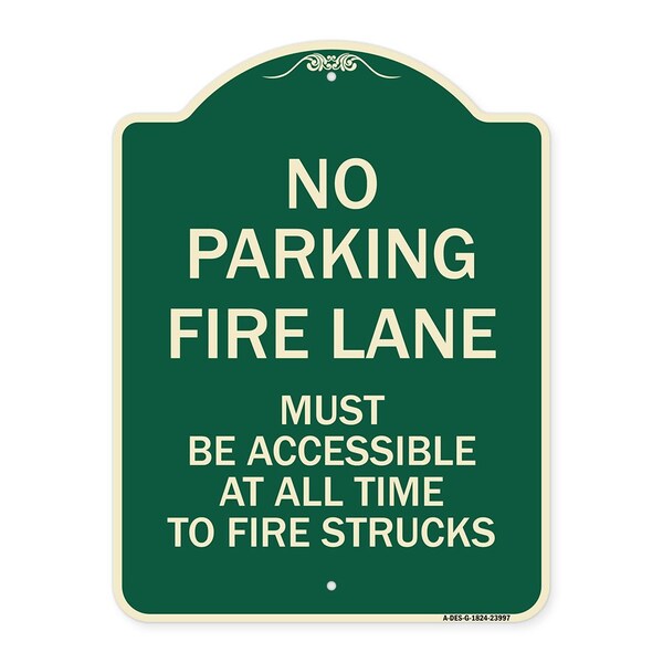 Signmission Fire Lane Must Accessible All Time to Fire Trucks Heavy-Gauge Aluminum Sign, 24" x 18", G-1824-23997 A-DES-G-1824-23997 - main